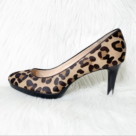 SOLD-Calvin Klein Leopard Print Calf Hair Black Pumps - Picture 2 of 14